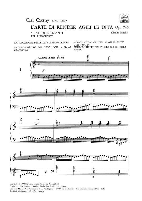 L'Arte Di Rendere Agili Le Dita - 50 Studi Brillanti Op. 740 - Per Pianoforte - pro klavír